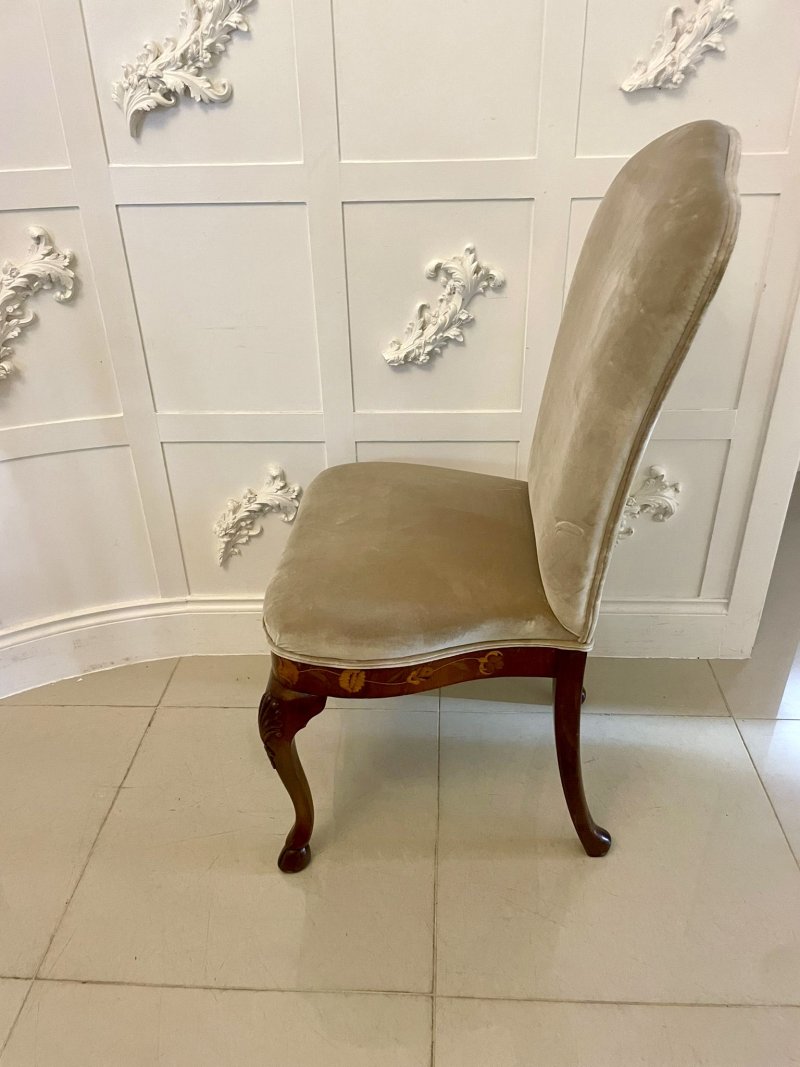 Set of 8 Antique Quality Burr Walnut Inlaid Marquetry Dining Chairs - Image 7